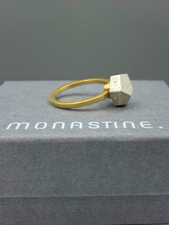 MONASTINE-FruitBijoux-Ring-minimal-Silber-vergoldet-mit-Aufsatz-Goldrush-Silber-2